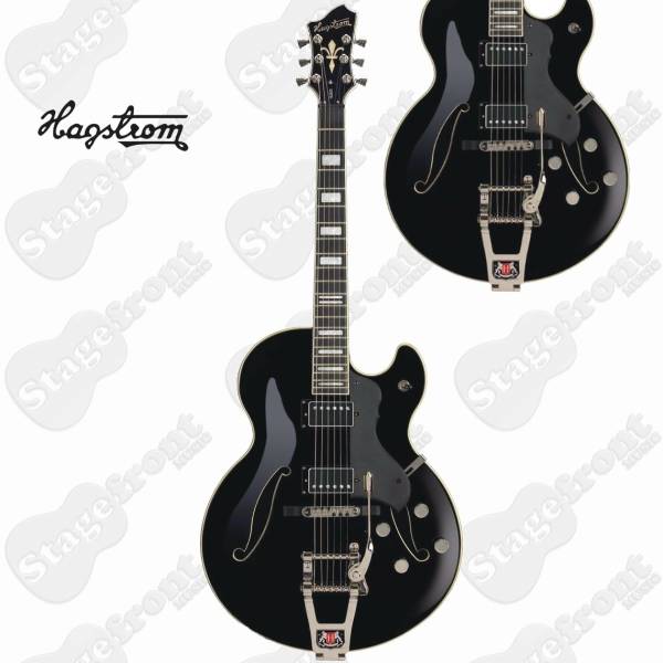 HAGSTROM TREHJ500BLK TREMAR SEMI-HOLLOW BODY JAZZ GUITAR BLACK GLOSS with CASE