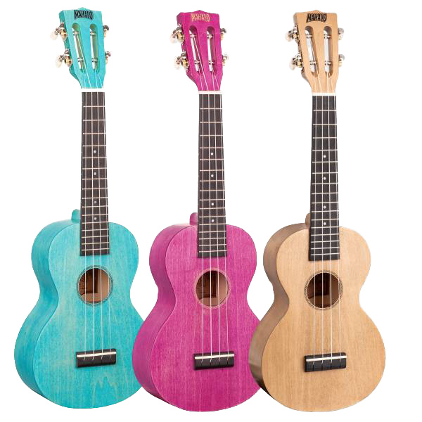 MAHALO ISLAND 3 SERIES CONCERT UKULELES WITH SEE THROUGH COLOURS