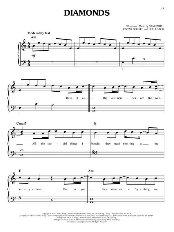 CHART HITS OF 2020-2021 FOR EASY PIANO TOP HITS