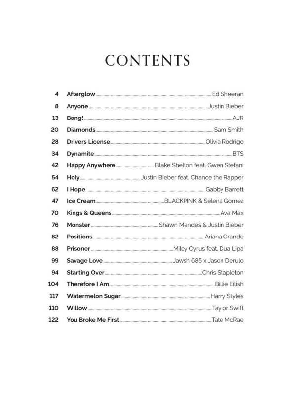 CHART HITS OF 2020-2021 FOR PVG PIANO VOCAL GUITAR TOP HITS