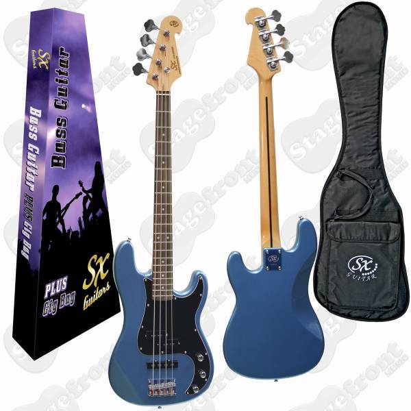 SX VINTAGE STYLE ELECTRIC BASS GUITAR VEP62LPB LAKE PLACID BLUE