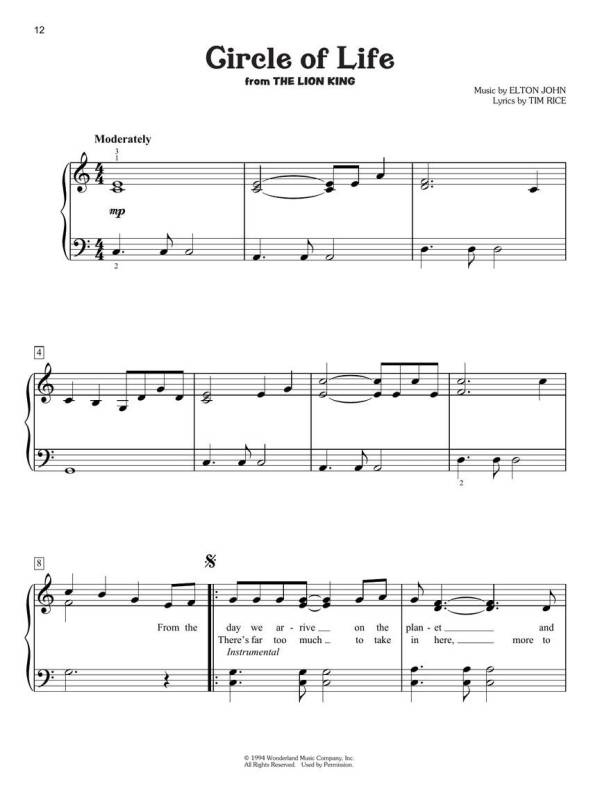 DISNEY SONGS FOR KIDS EASY PIANO
