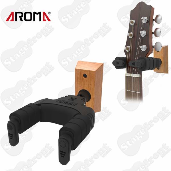 AROMA AH-89W LOCKING GUITAR WALL HANGER WOOD MOUNT