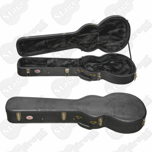 LES PAUL SHAPED GUITAR HARD CASE HEAVY DUTY BLACK CROC VINYL COVERED HC3007