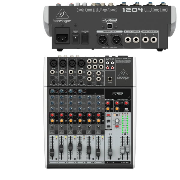 BEHRINGER XENYX 1204USB 12 INPUT MIXER WITH XENYX MIC PREAMPS and BRITISH EQ