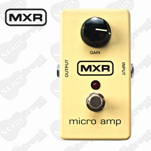 A rectangular cream-colored guitar effects pedal with a single black gain control knob, a red LED light, a silver footswitch, and a black MXR logo.