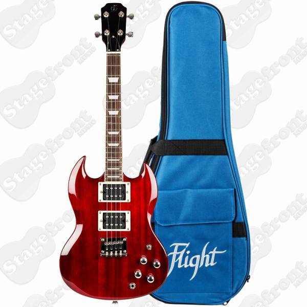 FLIGHT PIONEER UKULELE SOLID BODY CHERRY RED ELECTRIC UKE