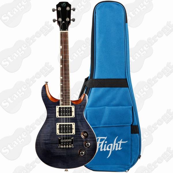 FLIGHT VANGUARD UKULELE SOLID BODY TRANSPARENT BLACK ELECTRIC UKE
