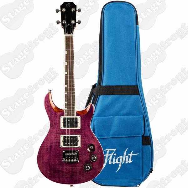 FLIGHT VANGUARD UKULELE SOLID BODY TRANSPARENT PURPLE ELECTRIC UKE