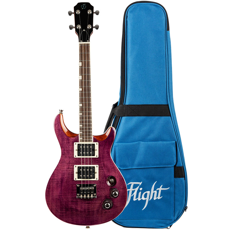 FLIGHT VANGUARD UKULELE SOLID BODY TRANSPARENT PURPLE ELECTRIC UKE - Image 2