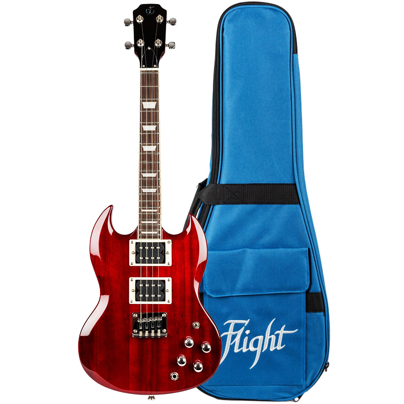 FLIGHT PIONEER UKULELE SOLID BODY CHERRY RED ELECTRIC UKE PIONEERTCR - Image 2