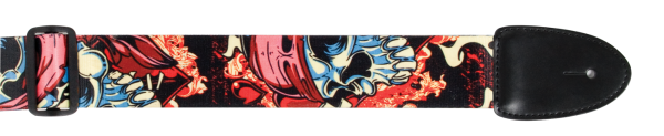 GUITAR STRAPS POLY COTTON MATERIAL GOTHIC SKULL TRIBAL FLAMES – VARIOUS DESIGNS