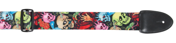 GUITAR STRAPS POLY COTTON MATERIAL GOTHIC SKULL TRIBAL FLAMES – VARIOUS DESIGNS