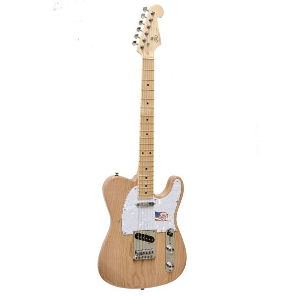 Natural finish SX ASH3N solid ash electric guitar with maple neck and single-coil pickups.