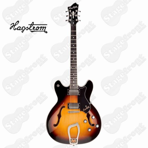 HAGSTROM VIKTSB VIKING SEMI-HOLLOW BODY ELECTRIC GUITAR IN TOBACCO SUNBURST WITH CASE