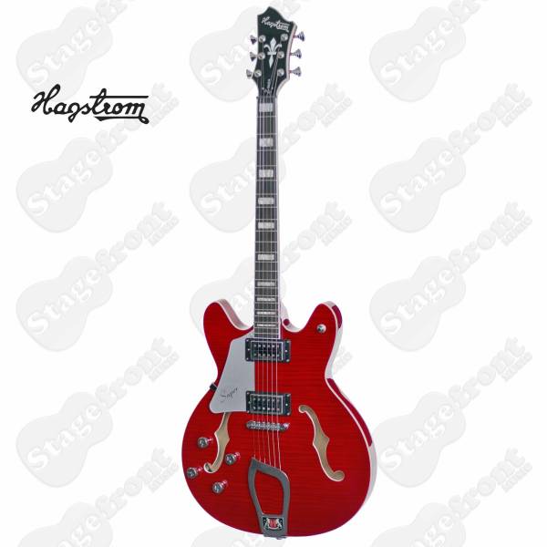 HAGSTROM SUVIKLWCT HOLLOW BODY SUPER VIKING ELECTRIC GUITAR WILD CHERRY LEFTHAND W/ CASE