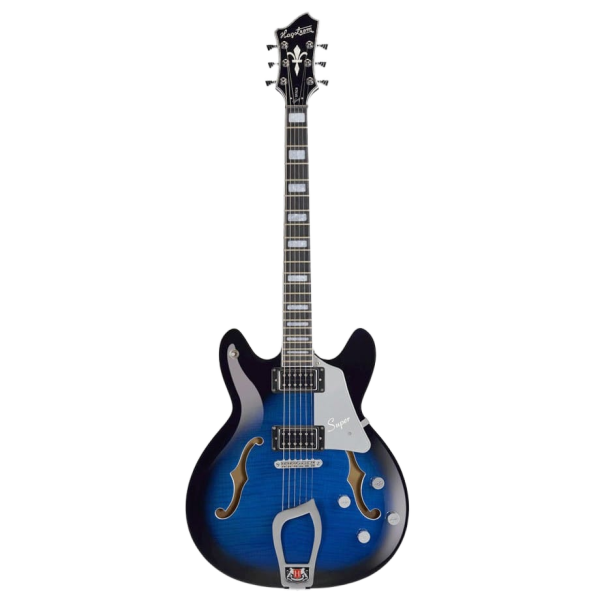 HAGSTROM SUVIKDBS HOLLOW BODY SUPER VIKING ELECTRIC GUITAR IN DARK BALTIC SEA WITH CASE