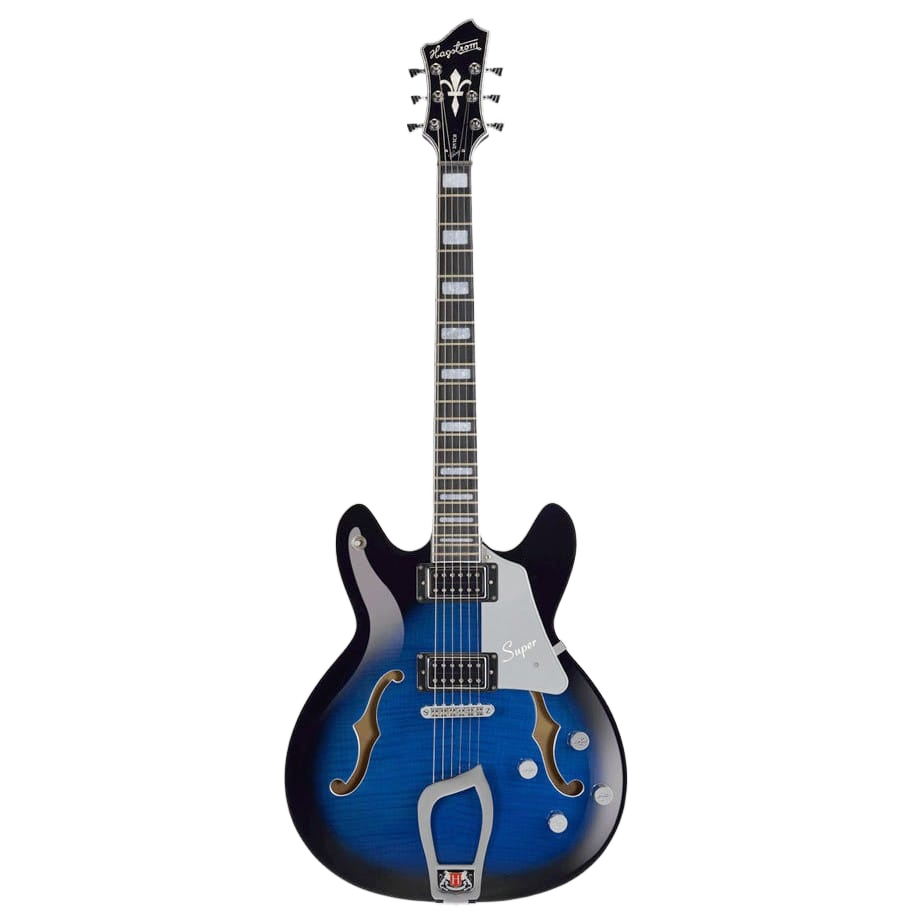 HAGSTROM SUVIKDBS HOLLOW BODY SUPER VIKING ELECTRIC GUITAR IN DARK BALTIC SEA WITH CASE
