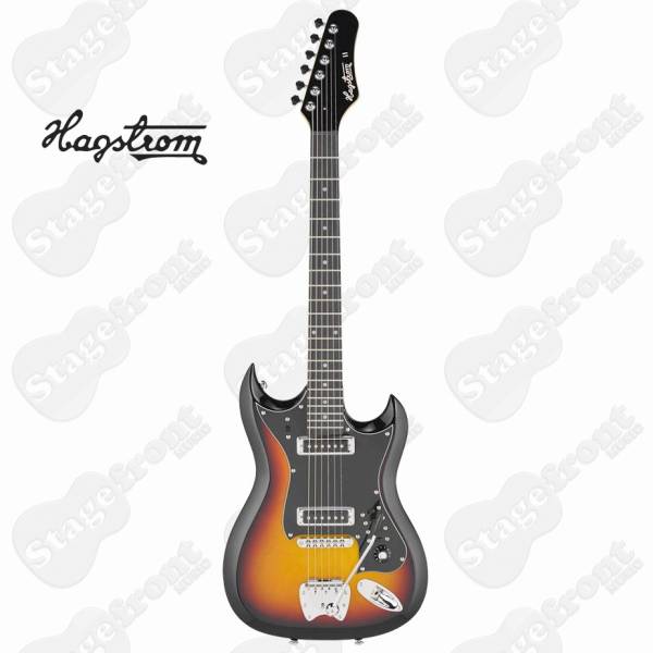 HAGSTROM ALVBLK ALVAR SEMI-HOLLOW BODY ELECTRIC GUITAR IN BLACK GLOSS