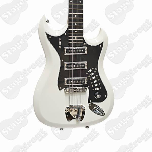 HAGSTROM HIIIWHT H-III RETROSCAPE ELECTRIC GUITAR IN WHITE WITH CASE