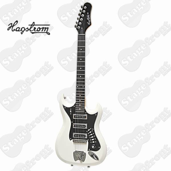 HAGSTROM HIIIWHT H-III RETROSCAPE ELECTRIC GUITAR IN WHITE WITH CASE
