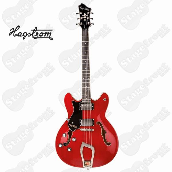 HAGSTROM VIKWCT VIKING SEMI-HOLLOW BODY ELECTRIC GUITAR IN WILD CHERRY WITH CASE