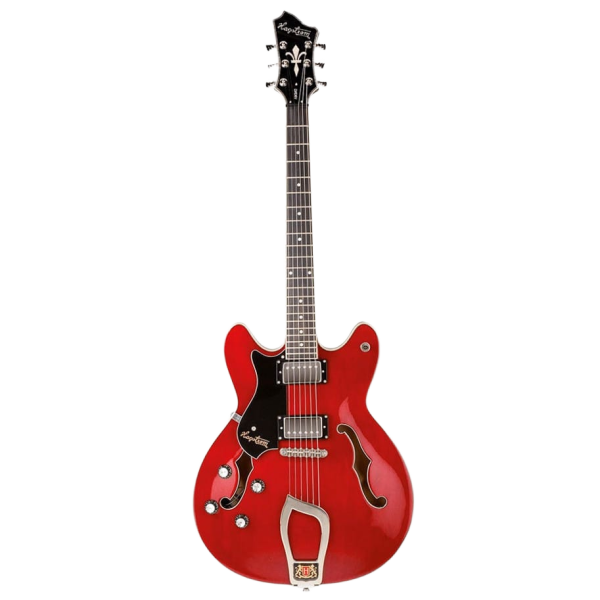 HAGSTROM VIKLWCT LEFT HAND VIKING SEMI-HOLLOW BODY ELECTRIC GUITAR IN WILD CHERRY WITH CASE