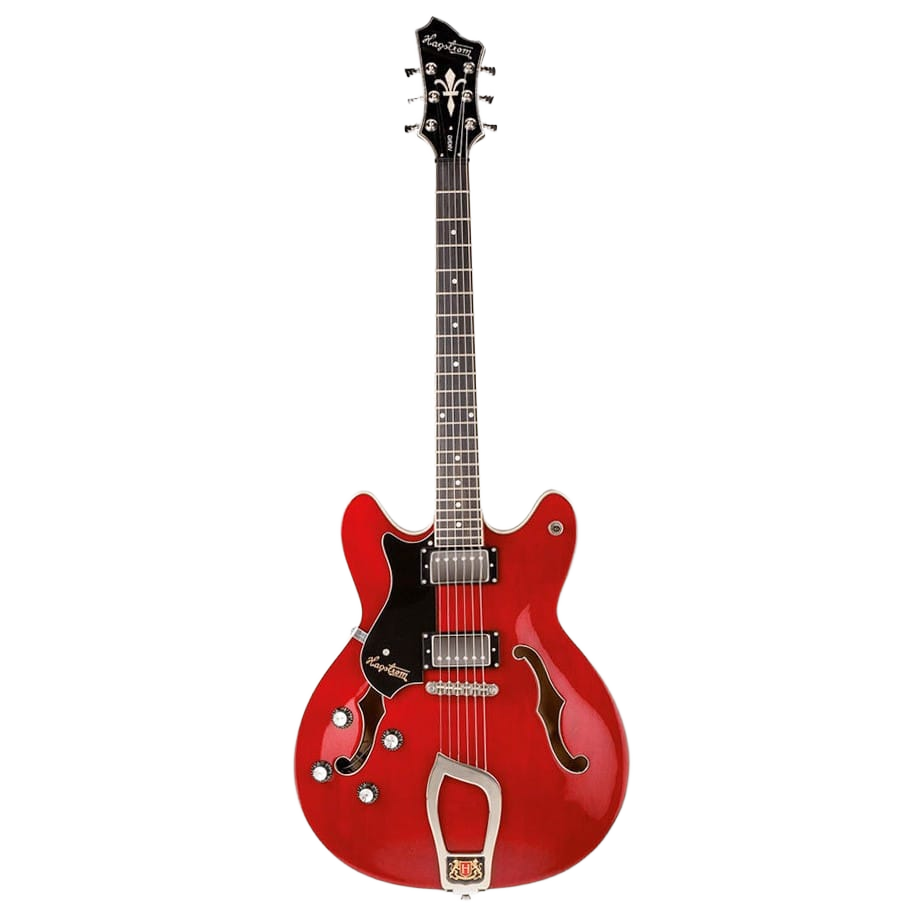 HAGSTROM VIKLWCT LEFT HAND VIKING SEMI-HOLLOW BODY ELECTRIC GUITAR IN WILD CHERRY WITH CASE