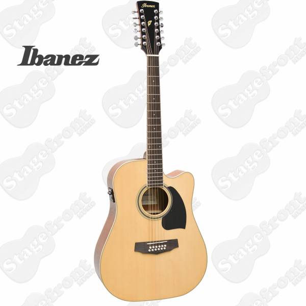 IBANEZ PF SERIES NATURAL GLOSS ACOUSTIC GUITAR 12 STRING SPRUCE TOP PF1512ECENT