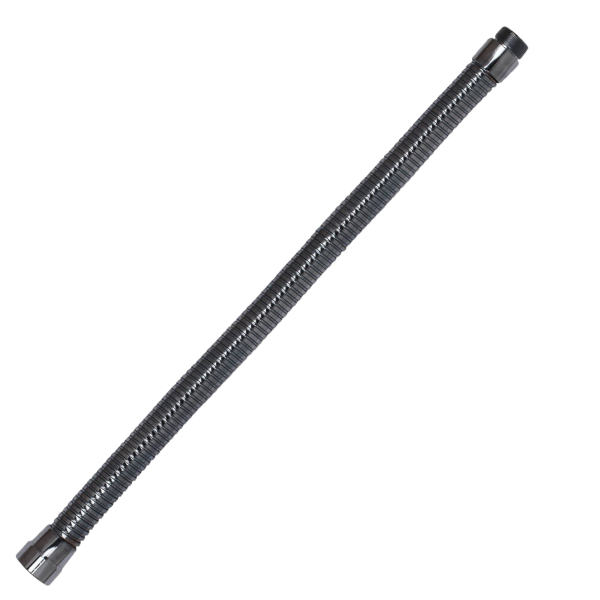 A black 19-inch CPK flexible metal gooseneck microphone extension with silver threaded ends.