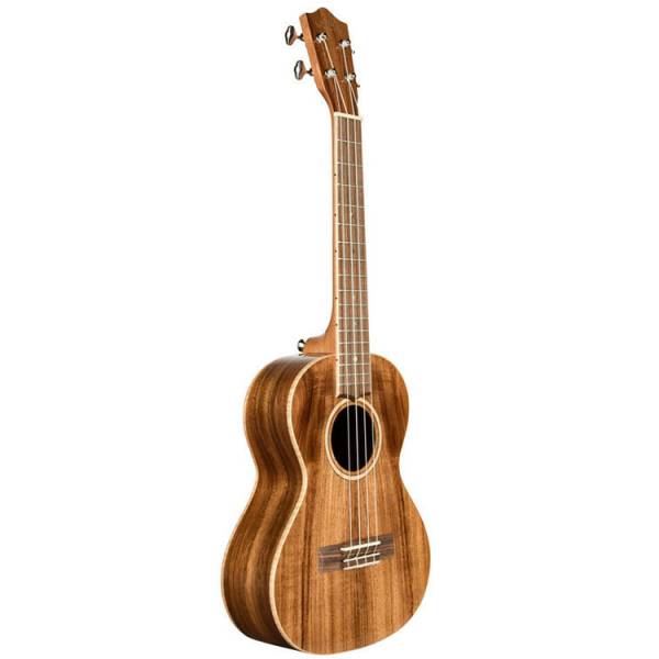 Angled view of the Lanikai LACST All Solid Tenor Ukulele showcasing its natural acacia wood grain.