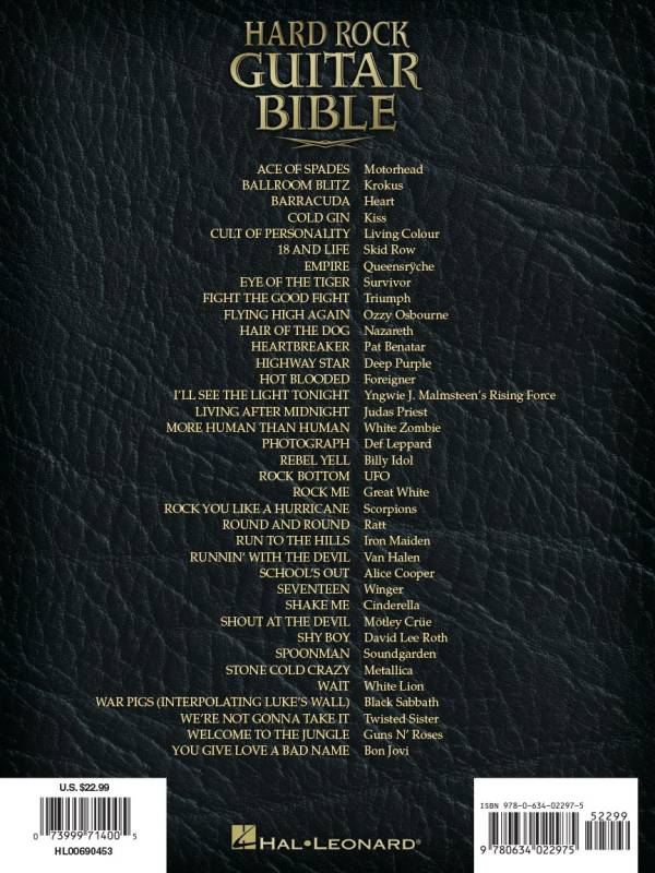 HARD ROCK GUITAR BIBLE 2ND EDITION FEATURING 37 ROCK CLASSICS SONG BOOK