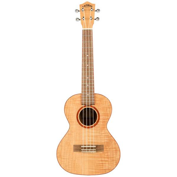 A four-string tenor ukulele with a flamed maple body.