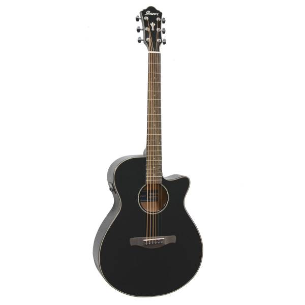 Ibanez AEG50 BK acoustic-electric guitar featuring a slender black body, single cutaway, and under-saddle electronics.