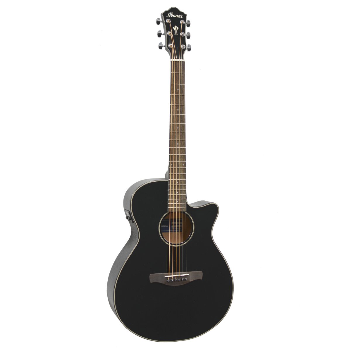 Ibanez AEG50 BK acoustic-electric guitar featuring a slender black body, single cutaway, and under-saddle electronics.