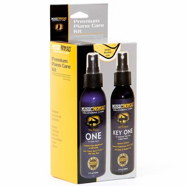MUSIC NOMAD MN132 - 3 PIECE PREMIUM PIANO CARE KIT, TO CLEAN, POLISH AND WAX