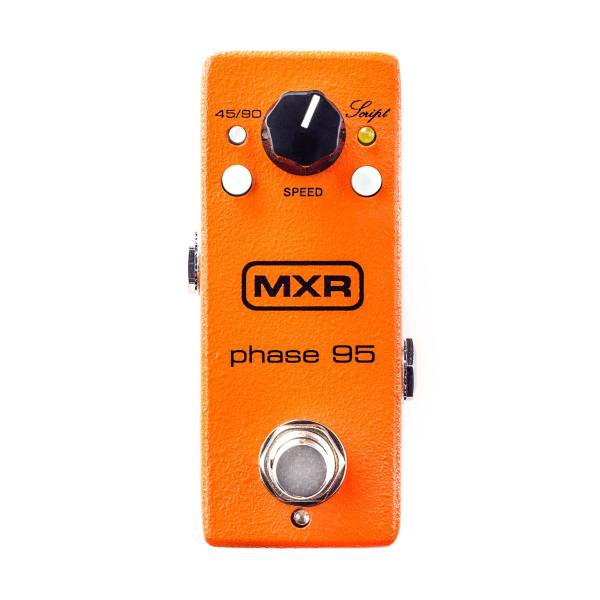 Bright orange MXR Phase 95 mini effects pedal featuring a single central Speed knob alongside small push buttons for 45/90 and Script modes.