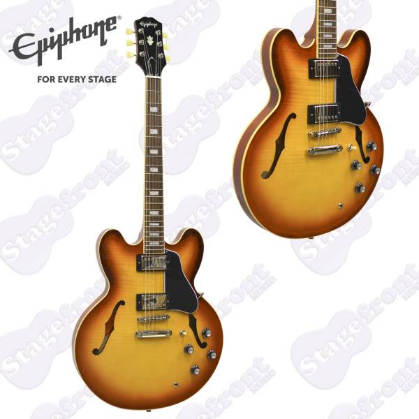 EPIPHONE ES335 FIGURED RASPBERRY TEA BURST SEMI HOLLOW BODY GUITAR MAPLE TOP & BODY