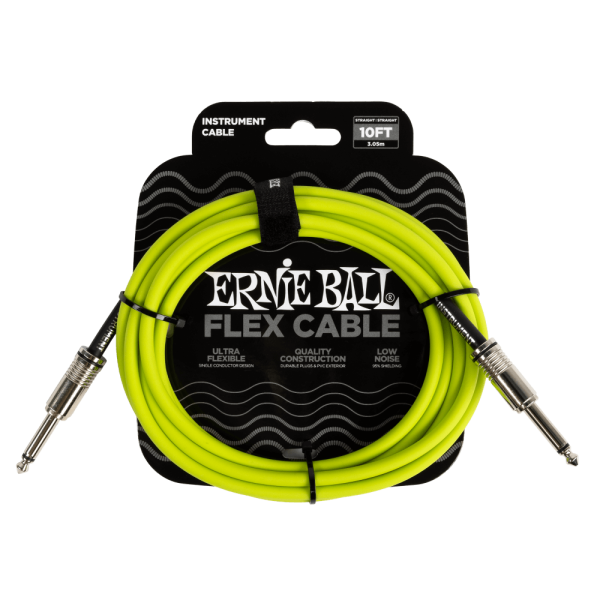 ERNIE BALL 10FT FLEX INSTRUMENT CABLES S/S - VARIOUS COLOURS