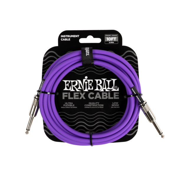 ERNIE BALL 10FT FLEX INSTRUMENT CABLES S/S - VARIOUS COLOURS