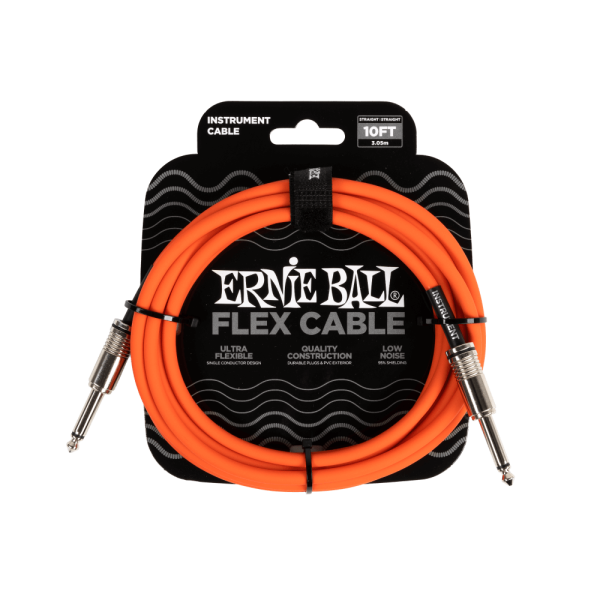 ERNIE BALL 10FT FLEX INSTRUMENT CABLES S/S - VARIOUS COLOURS