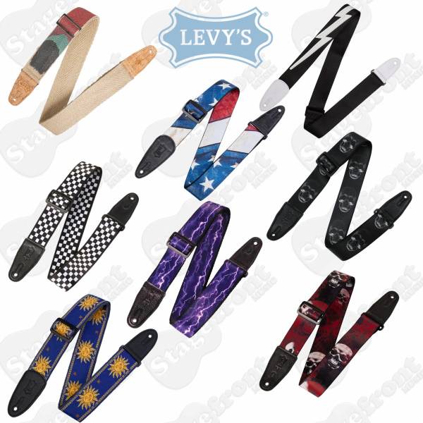 LEVY’S POLY PATTERN GUITAR STRAPS IN VARIOUS STYLES