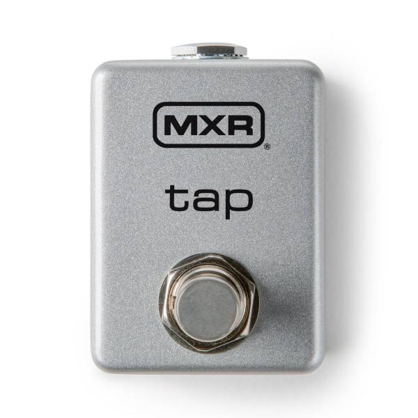 Small silver MXR tap tempo switch pedal with a single footswitch.