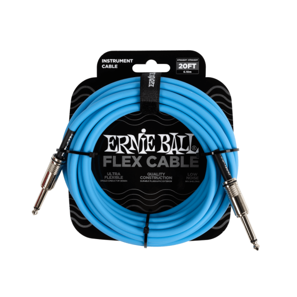 ERNIE BALL 20ft FLEX INSTRUMENT CABLES S/S - VARIOUS COLOURS