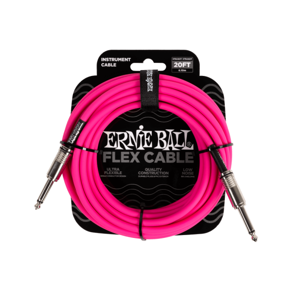 ERNIE BALL 20ft FLEX INSTRUMENT CABLES S/S - VARIOUS COLOURS