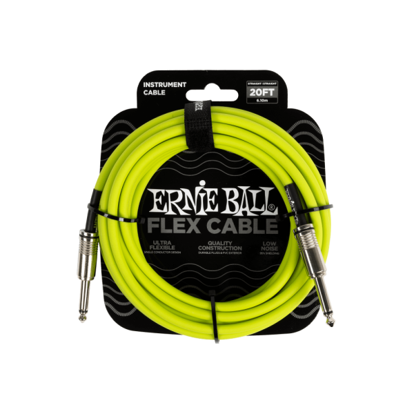 ERNIE BALL 20ft FLEX INSTRUMENT CABLES S/S - VARIOUS COLOURS