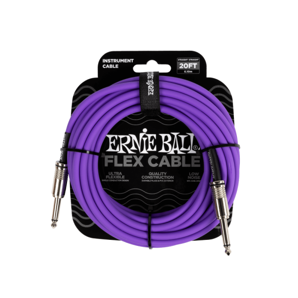 ERNIE BALL 20ft FLEX INSTRUMENT CABLES S/S - VARIOUS COLOURS