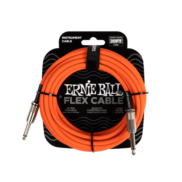 ERNIE BALL 20ft FLEX INSTRUMENT CABLES S/S - VARIOUS COLOURS