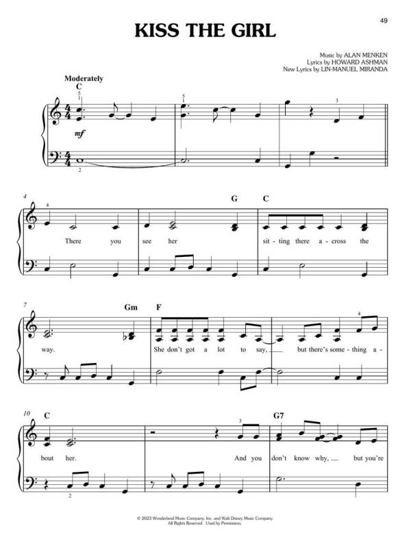 THE LITTLE MERMAID 2023 SHEET MUSIC FOR EASY PIANO