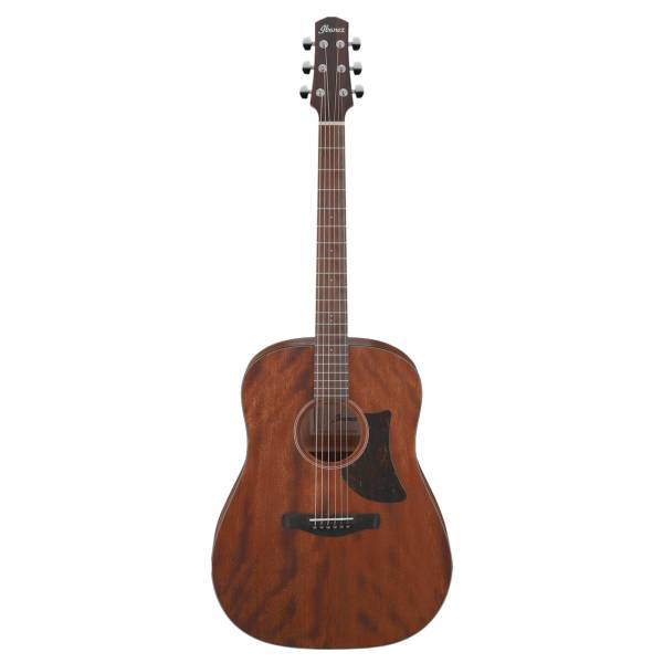 Ibanez AAD140 OPN acoustic guitar showcasing a grand dreadnought body shape and a solid Okoume top.